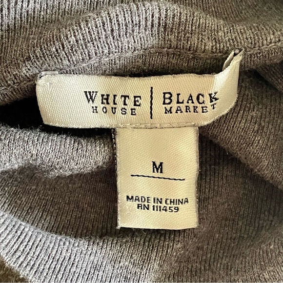 White House Black Market Ribbed Cashmere Wool Silk Blend Turtleneck Women Size M - Picture 6 of 7